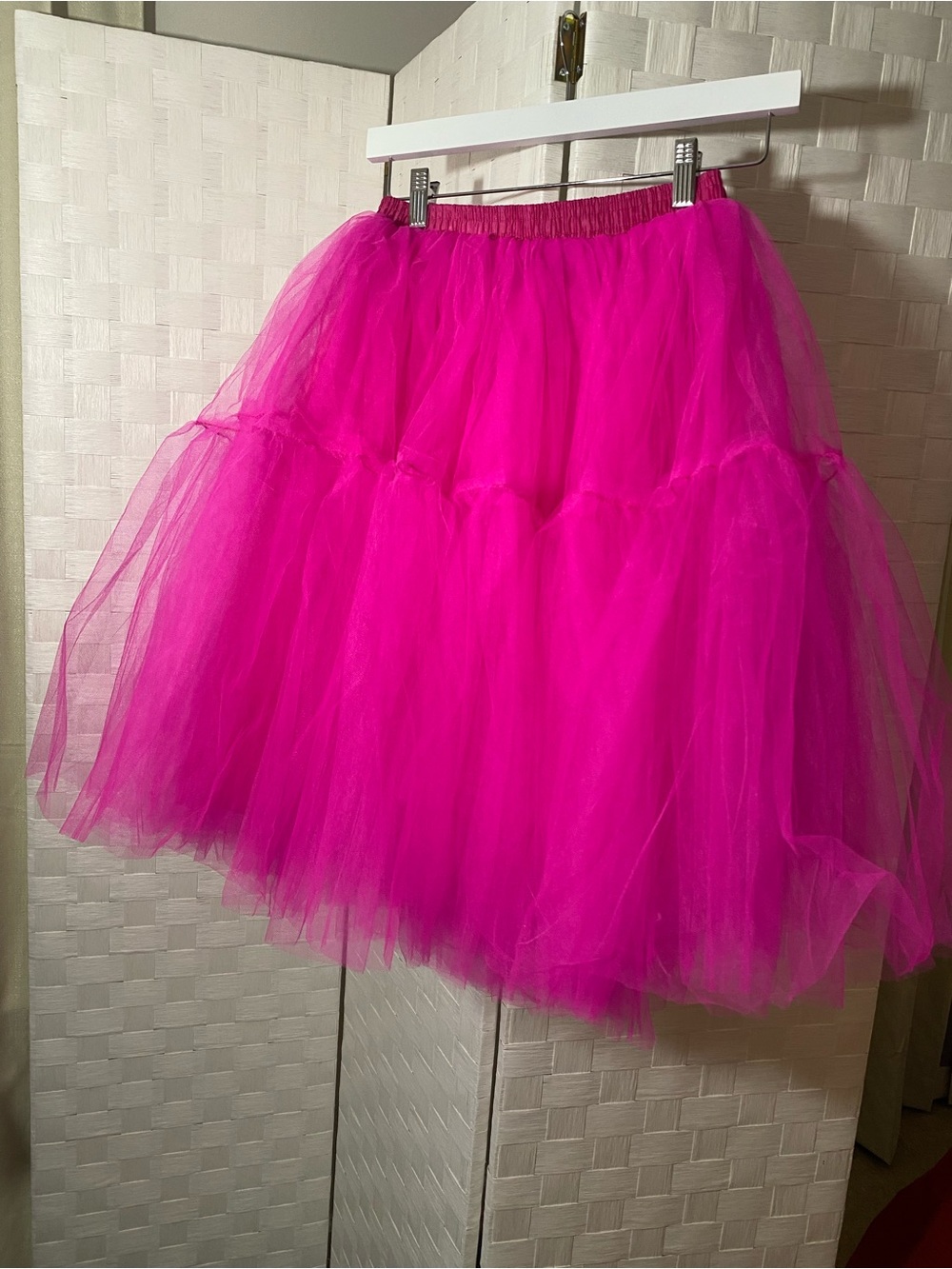 Hot Pink Tulle Midi Skirt - Picture 3 of 7